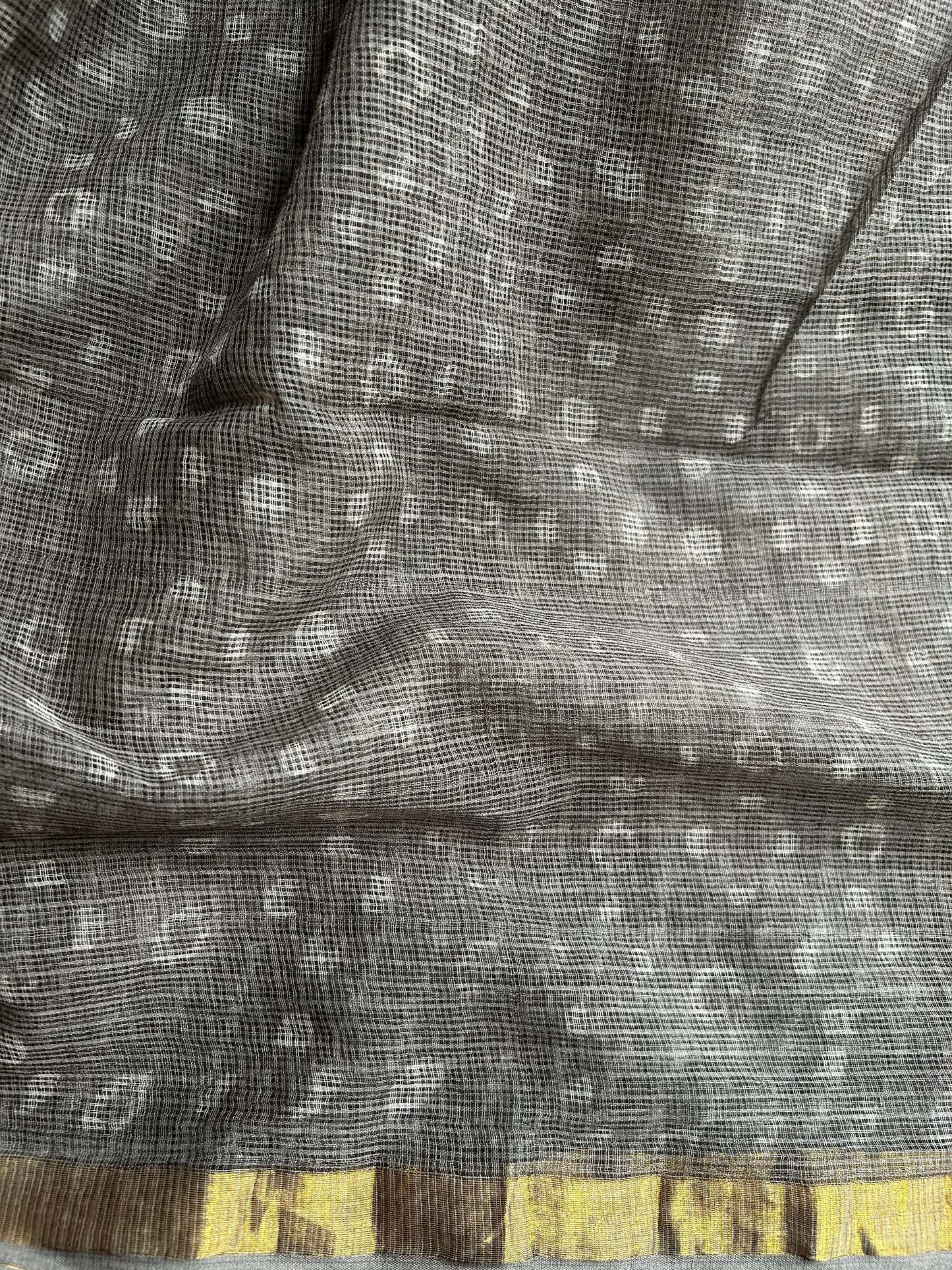Mitti — Brown Dabu Hand Block Printed Kota Doria Saree