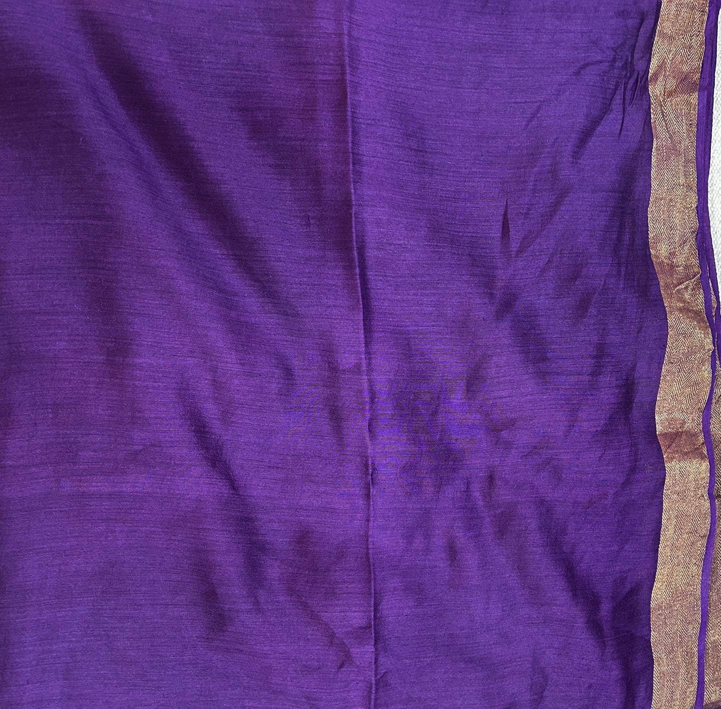 KUMUD — Deep Purple Munga Silk Saree with Gold Border & Pallu