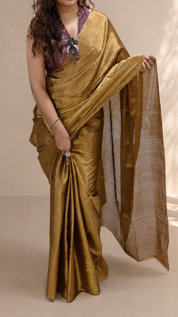 KIRAN — Golden Handloom Tissue Saree