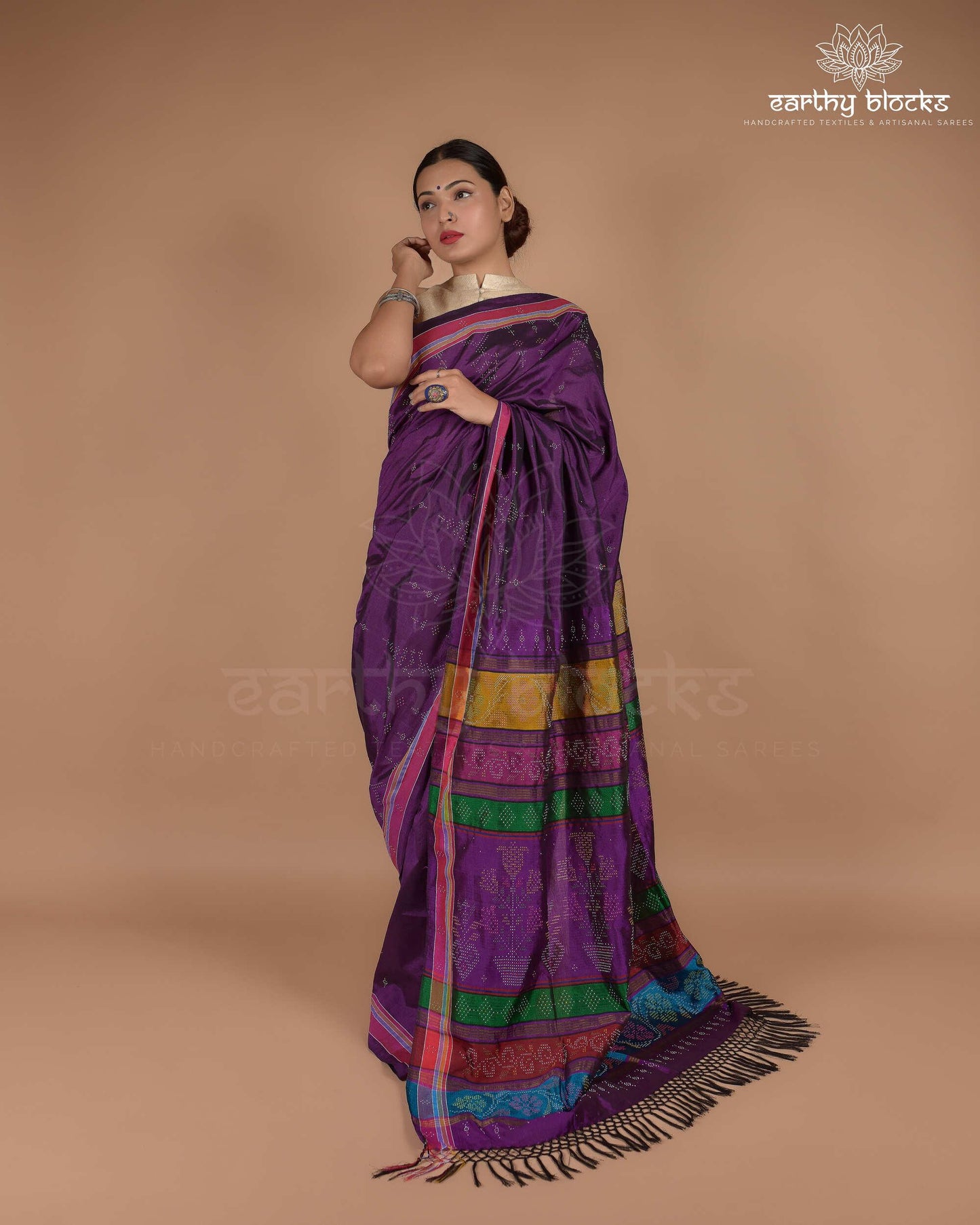 Purple Tangaliya Silk Handwoven Saree - Earthy Blocks