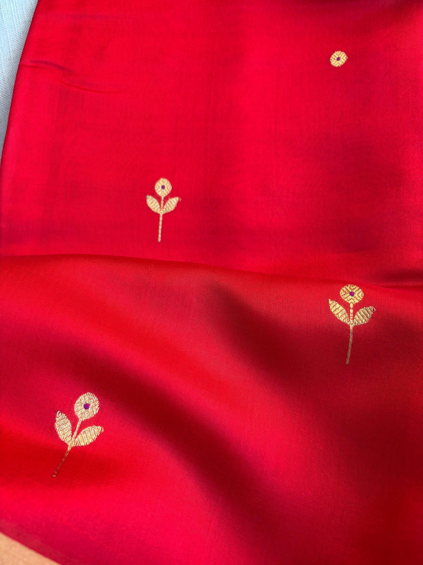 LILA — Red Chanderi Pattu Silk Saree