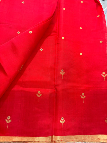 LILA — Red Chanderi Pattu Silk Saree