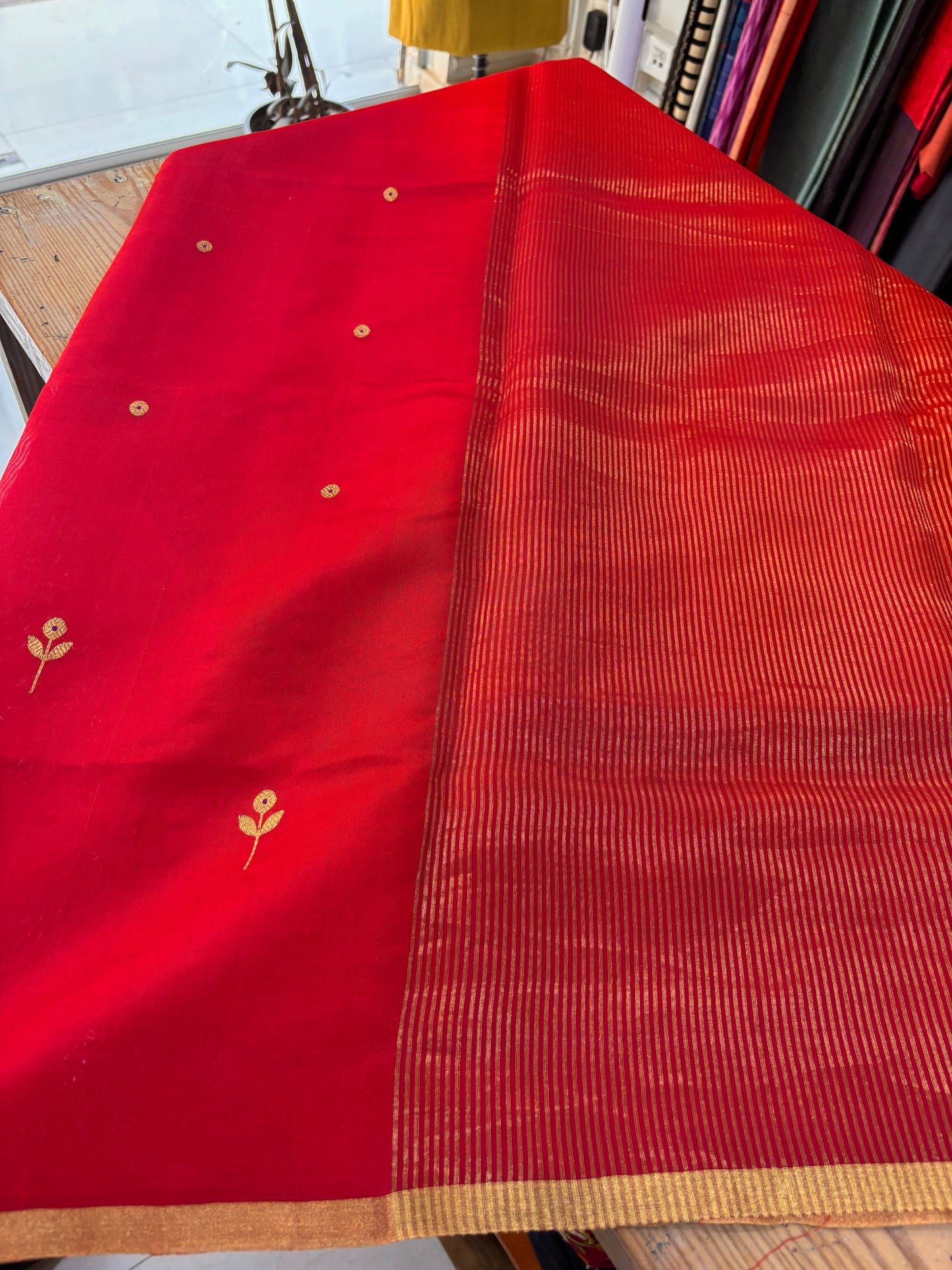 LILA — Red Chanderi Pattu Silk Saree