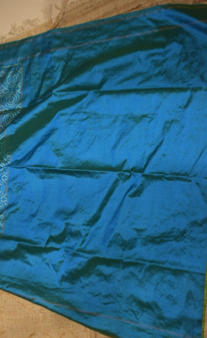 MEGHA — Teal Ikat Handloom Mulberry Silk Saree