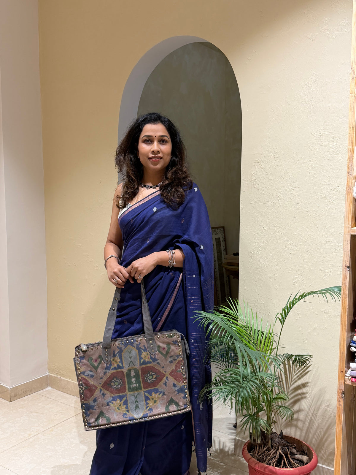 NEEL — Royal Blue Jamdani Handloom Cotton Saree