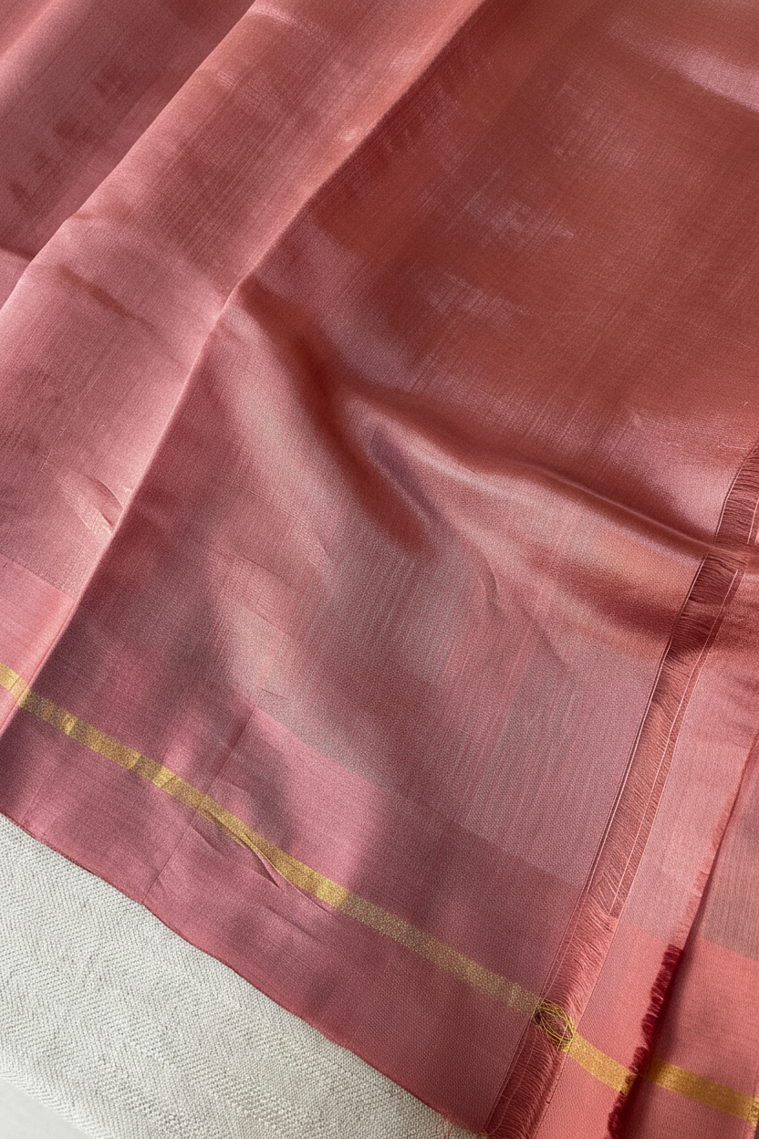 GULAABI — Dusty Rose Pink Chanderi Pattu Silk Saree