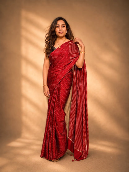 LAAL DANA — Red & Beige Rai Dana Ajrakh Modal Silk Saree