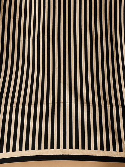 INFINITY — Beige & Black Ajrakh Geometric Hand Block Printed Modal Silk Saree