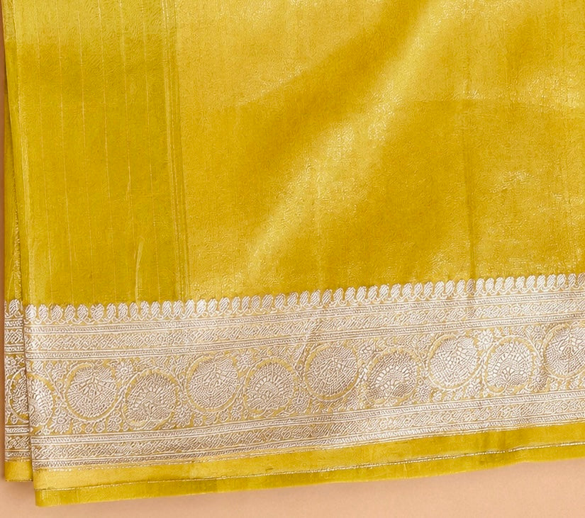 HALDI — Sunshine Yellow Organza Banarasi Silk Saree