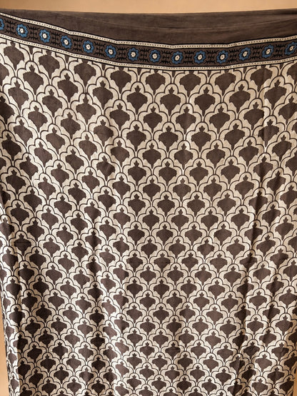 KHAAKI — Brown Ajrakh Hand Block Printed Modal Silk Saree