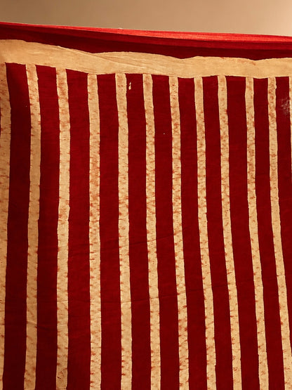 INFINITY — Red & Beige Ajrakh Geometric Hand Block Printed Modal Silk Saree
