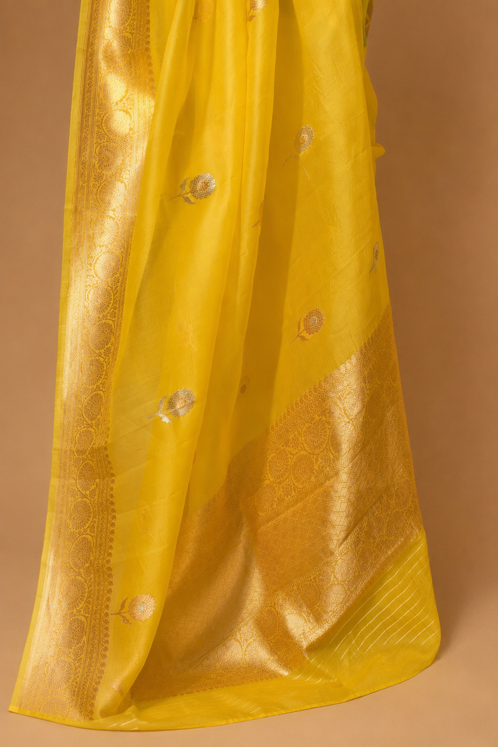 HALDI — Sunshine Yellow Organza Banarasi Silk Saree
