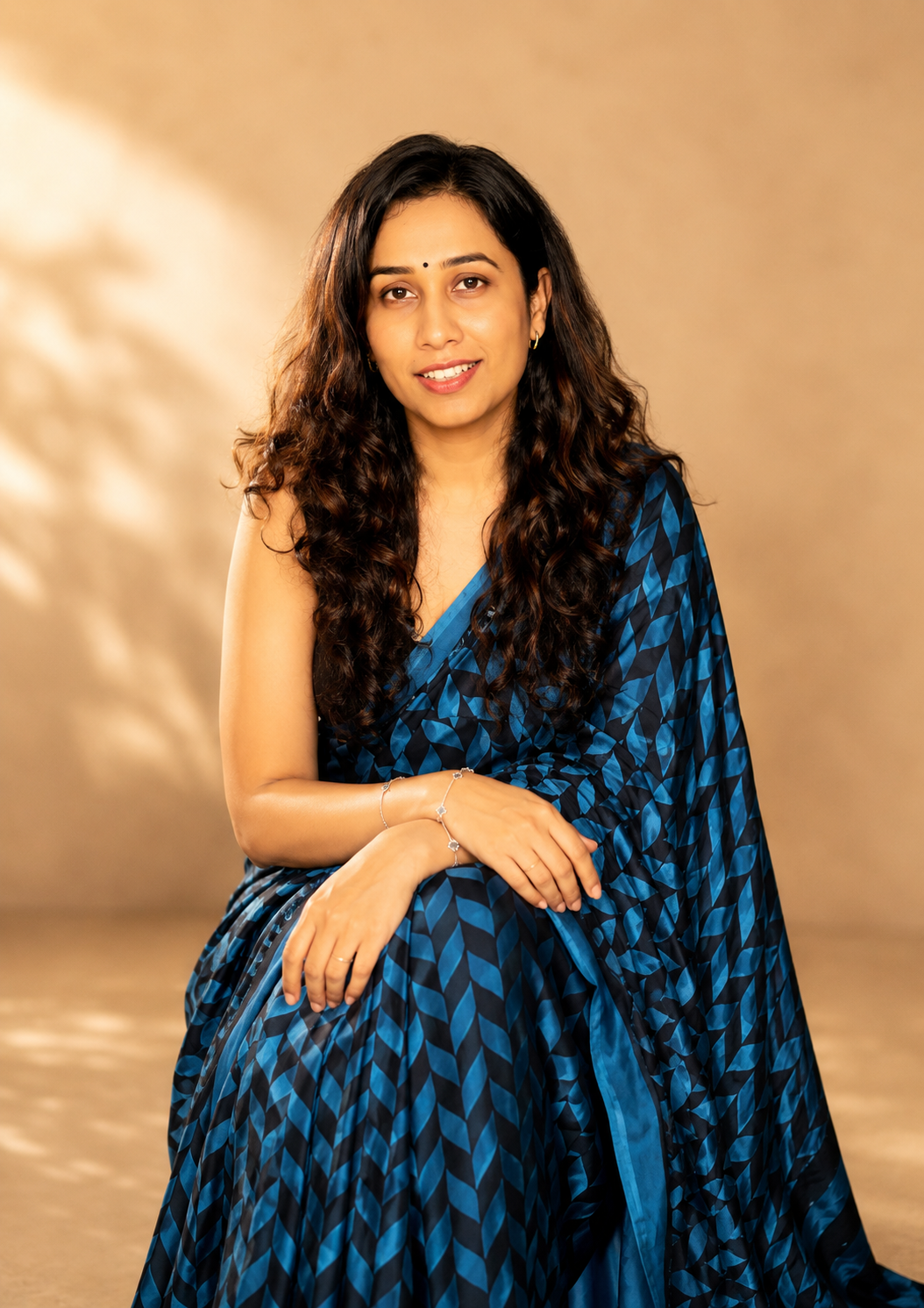 INFINITY — Ajrakh Geometric Hand Block Printed Modal Silk Saree