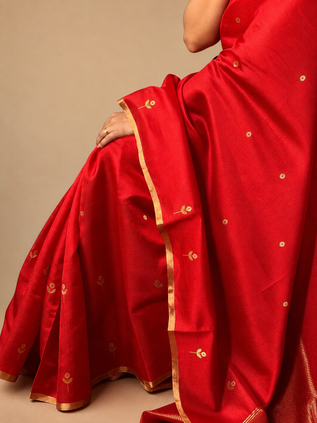 LILA — Red Chanderi Pattu Silk Saree