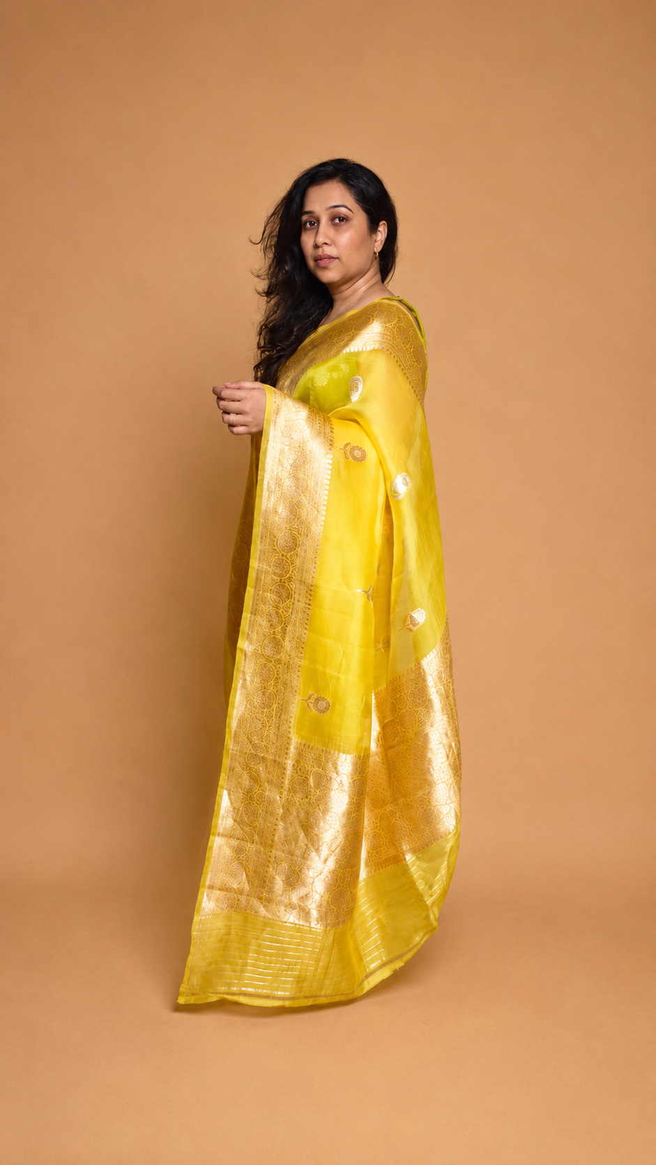 HALDI — Sunshine Yellow Organza Banarasi Silk Saree