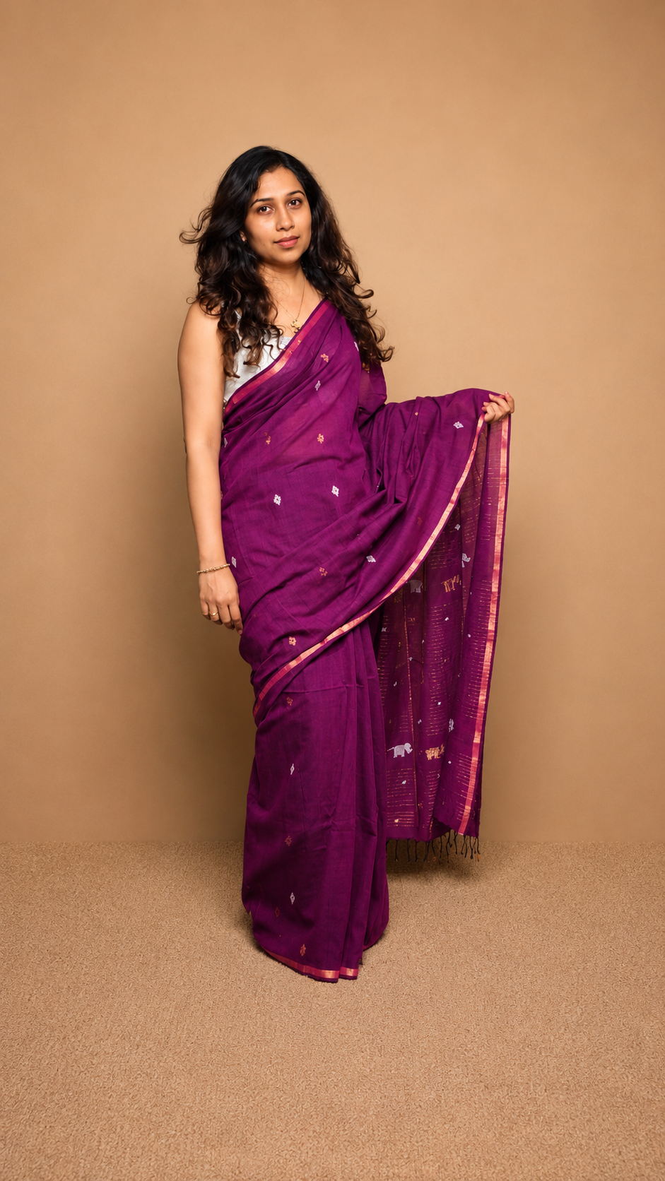 JAMUN — Amethyst Magenta Jamdani Handloom Cotton Saree