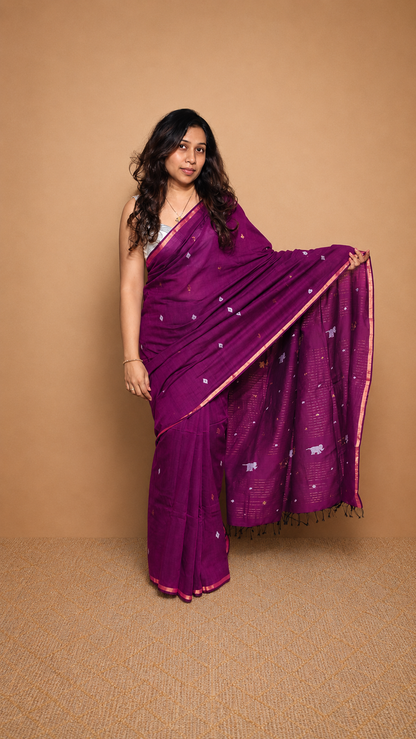 JAMUN — Amethyst Magenta Jamdani Handloom Cotton Saree