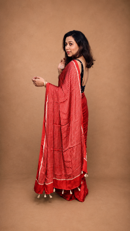 LAAL DANA — Red & Beige Rai Dana Ajrakh Modal Silk Saree