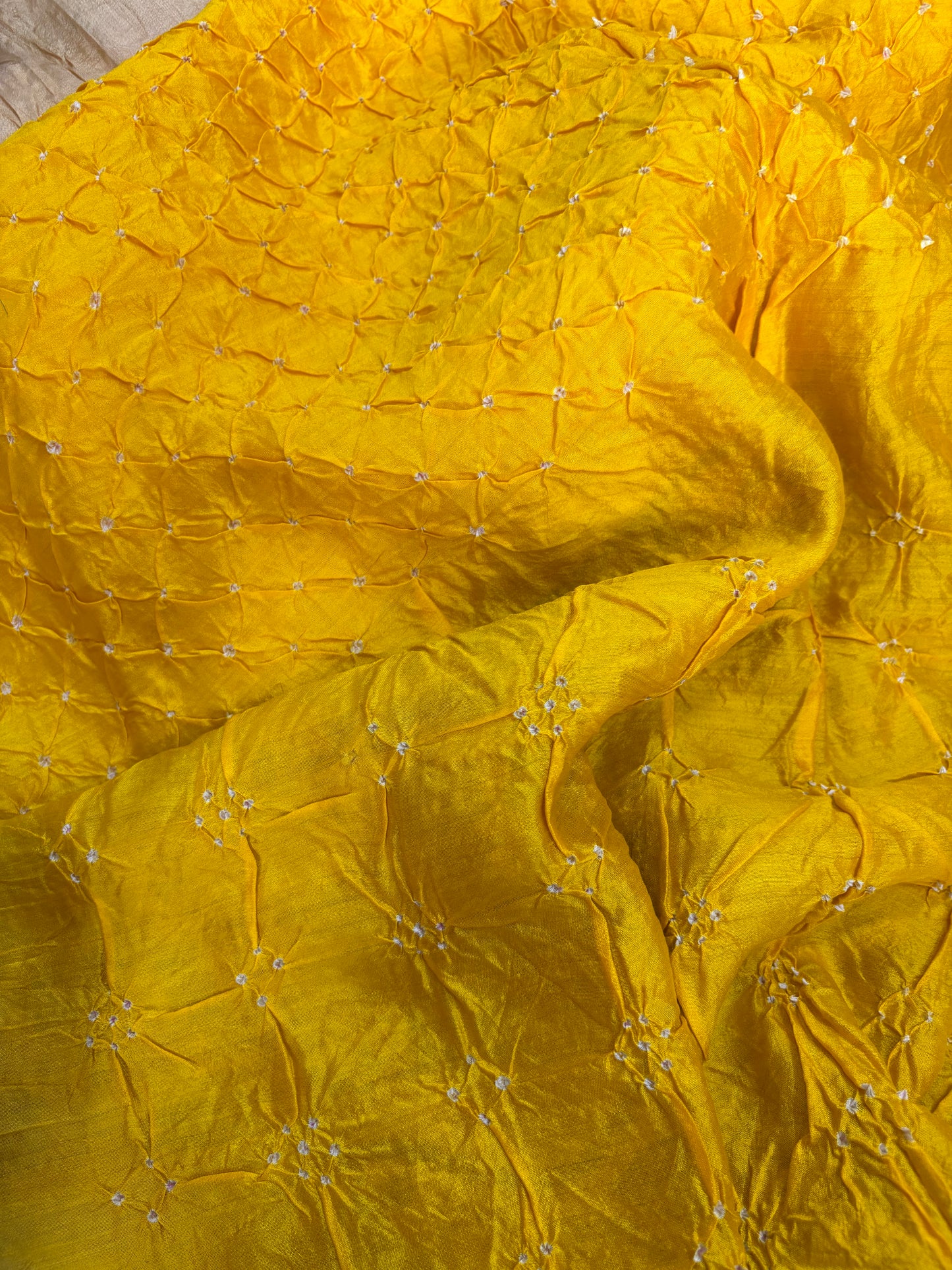 BASANT — Yellow Bandhani & Kantha Work Tussar Silk Saree