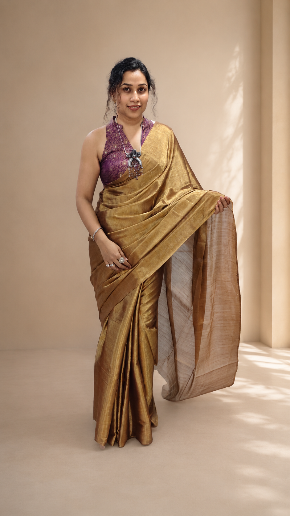 KIRAN — Golden Handloom Tissue Saree