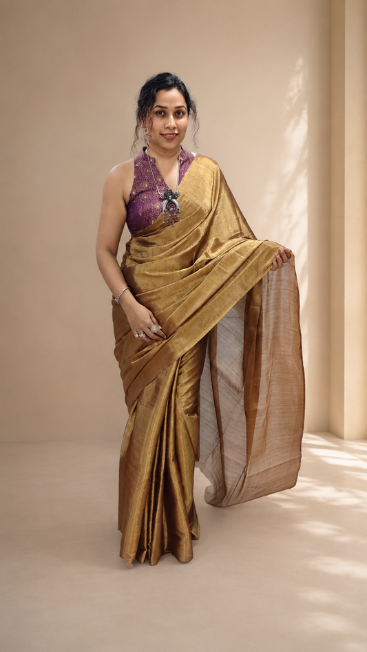 KIRAN — Golden Handloom Tissue Saree