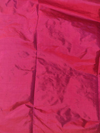 Purple & Red Handloom Ikkat Mulberry Silk Saree - Earthy Blocks