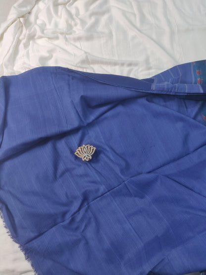 Indigo Cotton Handloom Ikkat Saree blouse - Earthy Blocks