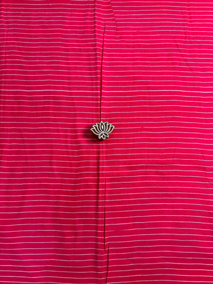 Rani Pink Handloom Pure Cotton Jamdani Saree - Earthy Blocks