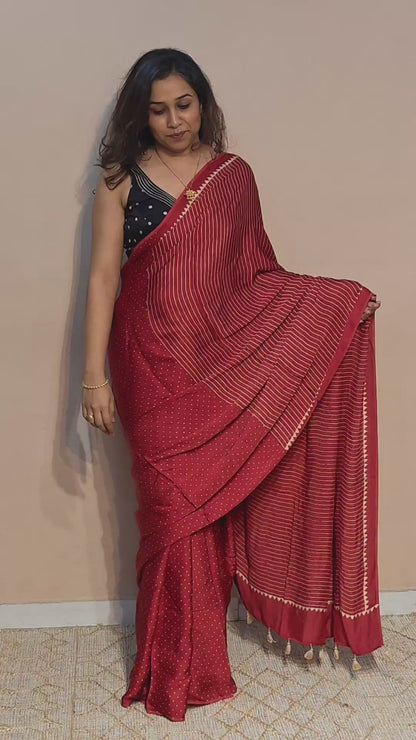 LAAL DANA — Red & Beige Rai Dana Ajrakh Modal Silk Saree